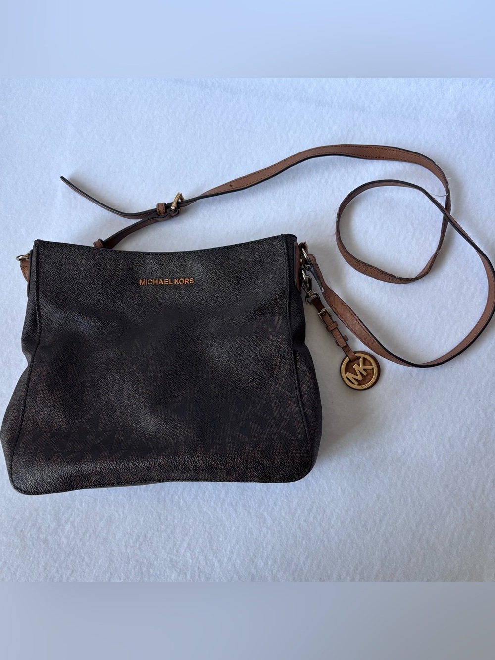 Michael Kors Jet Set Travel Large Messenger Crossbody Bag Brown MK Monogram